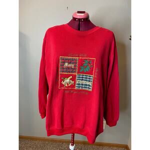 ugly Christmas sweatshirt embroidered red gold